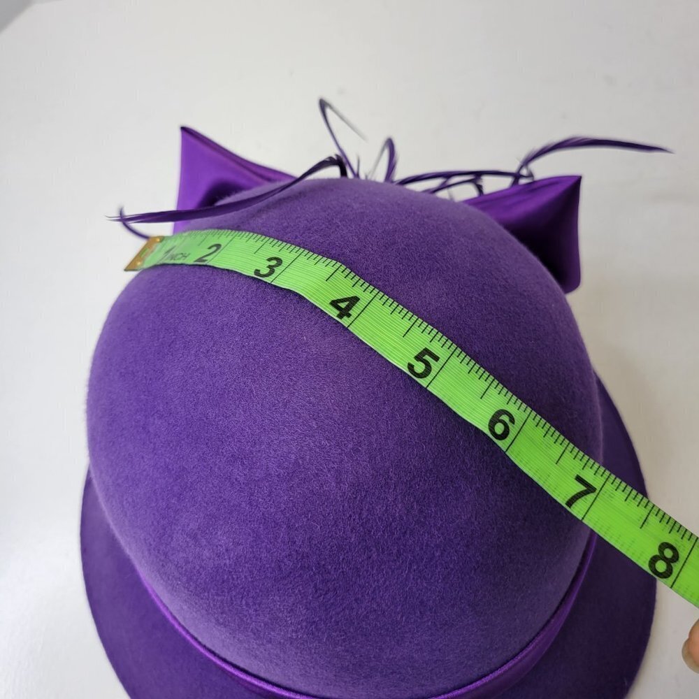 Purple Wool Hat, Purple Satin, Bucket Dress Hat,Church Hat- NEW - Picture 11 of 16
